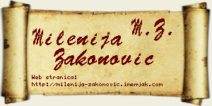 Milenija Zakonović vizit kartica